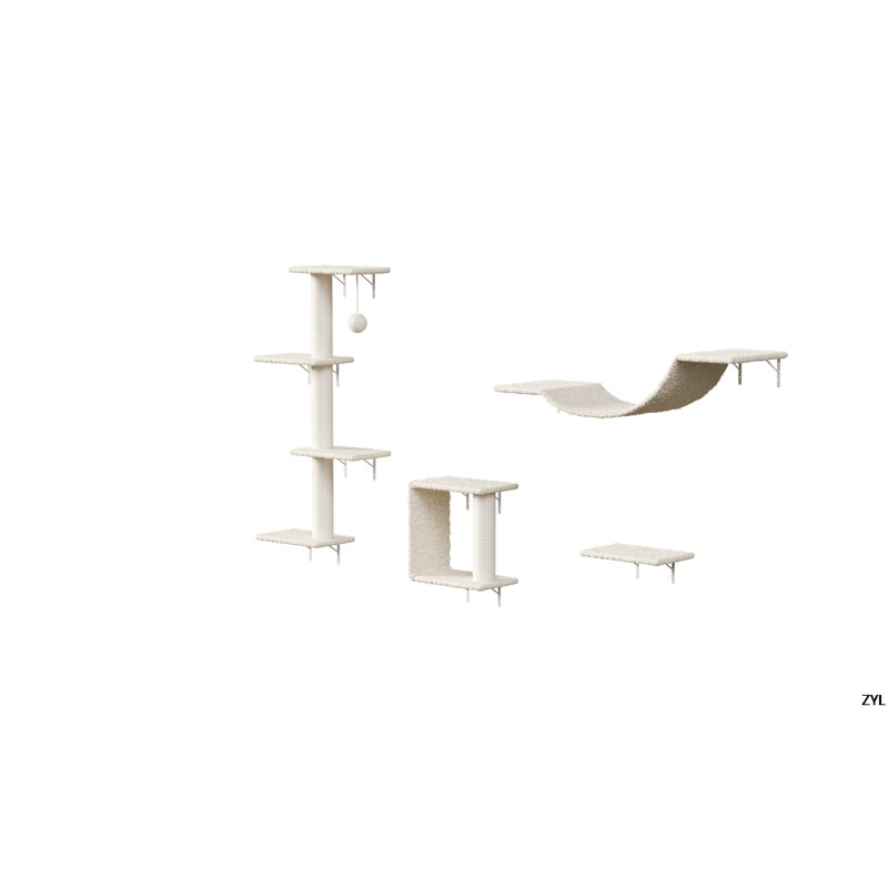 Meuble mural moderne pour chat - 4 pièces, Beige