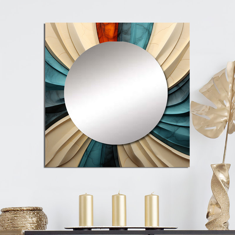 Genine - Miroir abstrait à spirales abstraites pour décoration murale, 23 po x 23 po
