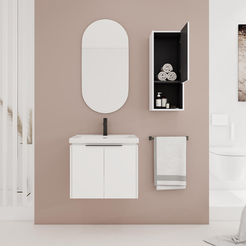 Meuble-lavabo mural avec lavabo en céramique