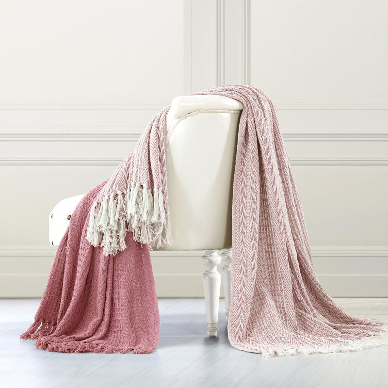 Jeté en coton Batik, Rose cendre