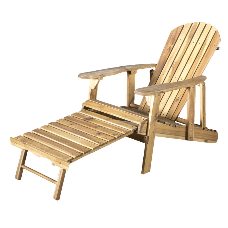 Clariandra Folding Acacia Wood Adirondack Chair with Slatted Back, Natural