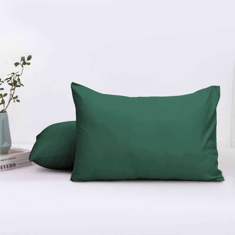Set of 2 Plain Color Microfiber Pillowcases - Super Soft, Breathable & Easy Care Pillow Covers, Emerald