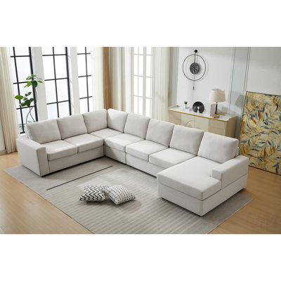 Ensemble de canapé modulaire en L à grande échelle avec composants amovibles, revêtement confortable et jetés décoratifs pour les intérieurs contemporains, modulaire