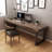 Nut-brown+Black Rectangular Solid Wood+Iron desks-1372761560