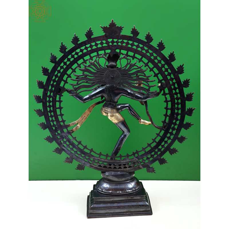 32" Large Lord Shiva as Nataraja Brass Statue – Handcrafted Dancing Shiva Sculpture for Home Temple and Spiritual Décor