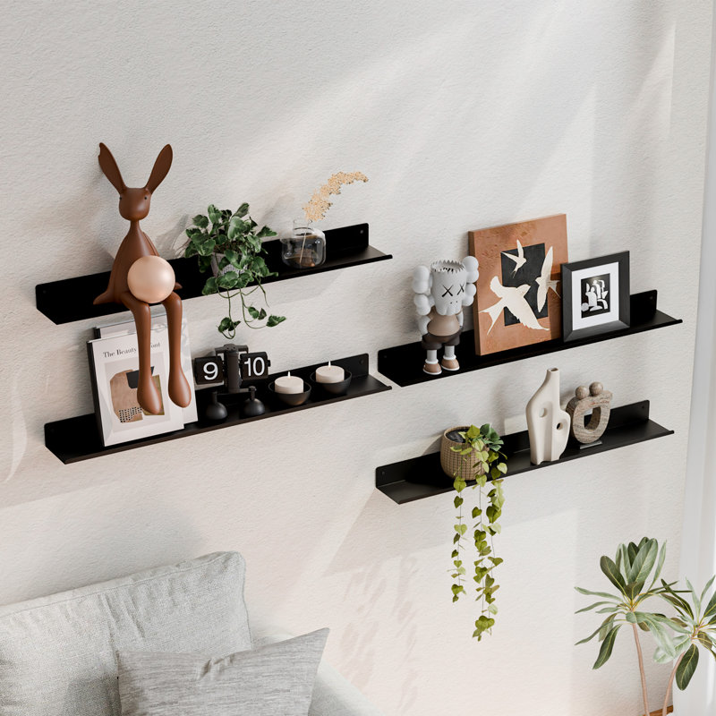 Metal Floating Wall Shelves, 1.97" H x 29.92" W x 3.93" D