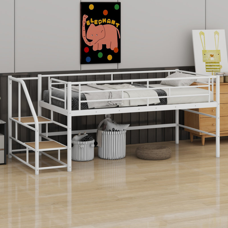 Lit mezzanine moyen avec escalier de rangement, Black