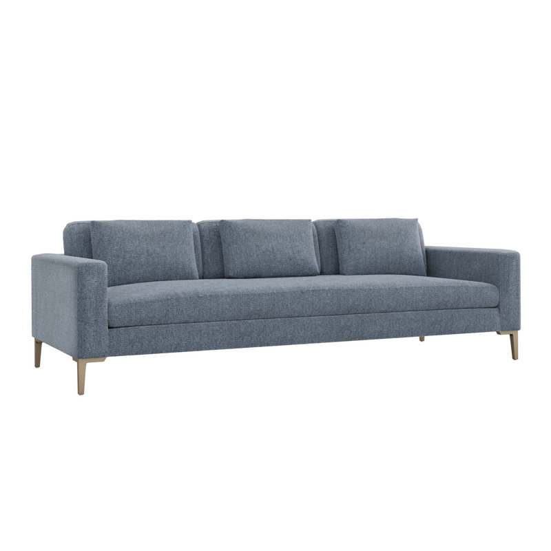 Izzy Upholstered 102'' Sofa, Azure Polyester Blend, Bronze
