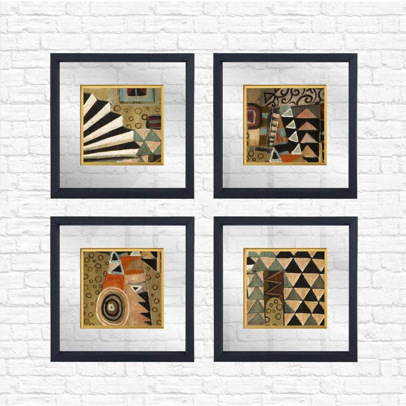 Anonymous - 4 Piece Single Picture Frame Painting Set on Glass