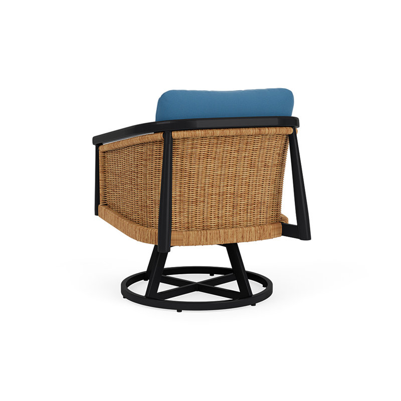 Galloway Swivel Lounge Chair In Tortoiseshell Finish, Bamboo Bay Sky