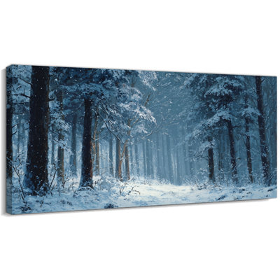 Winter Forest Canvas Wall Art Snowy Pine Tree Landscape Painting Prints for Living Room Bedroom Office Holiday Christmas Wall Decor Modern Nature Canvas Artwork Ready to Hang, 12×24 Inches