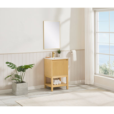 Wooden Bathroom Vanity With Adjustable Shelf