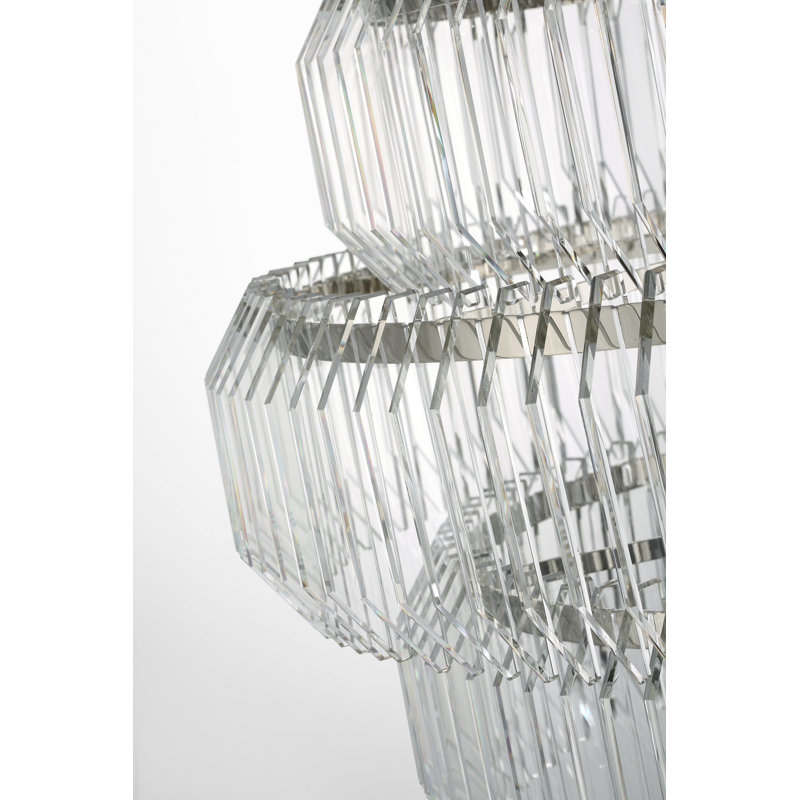 Waterford Killarney 32" Layered Chandelier with Clear Crystal, Natural Brass