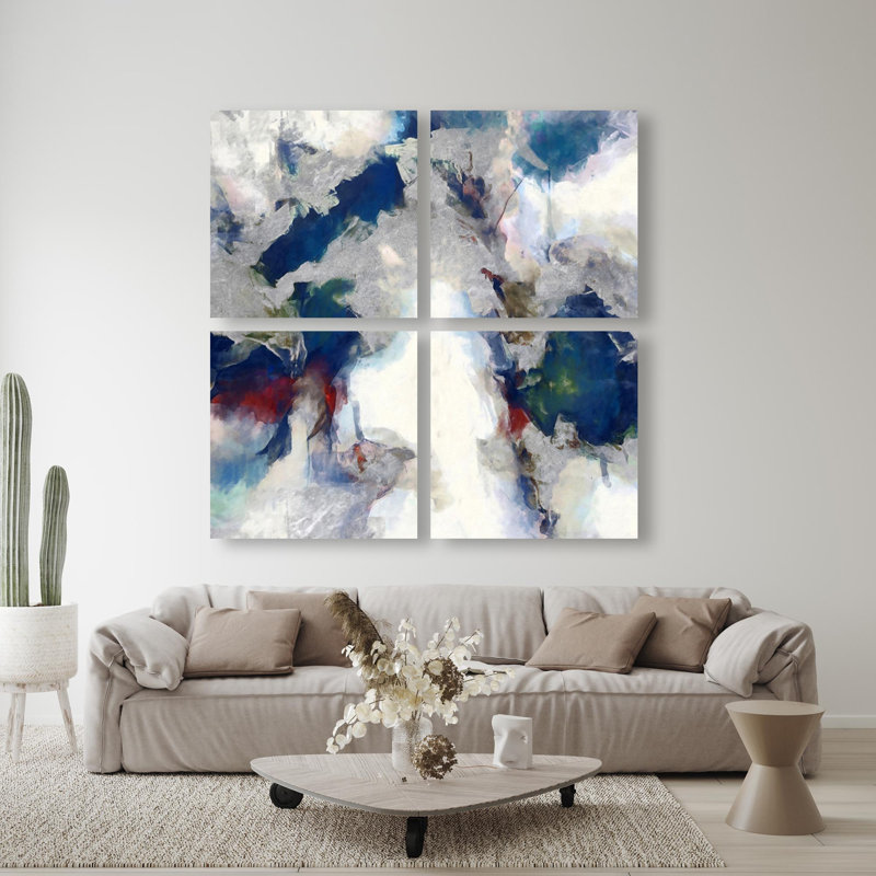 Oliver Gal Explosive Shade Quad Abstract - Heavy Gel Top Coat Framed Canvas Art, 30" H x 30" W