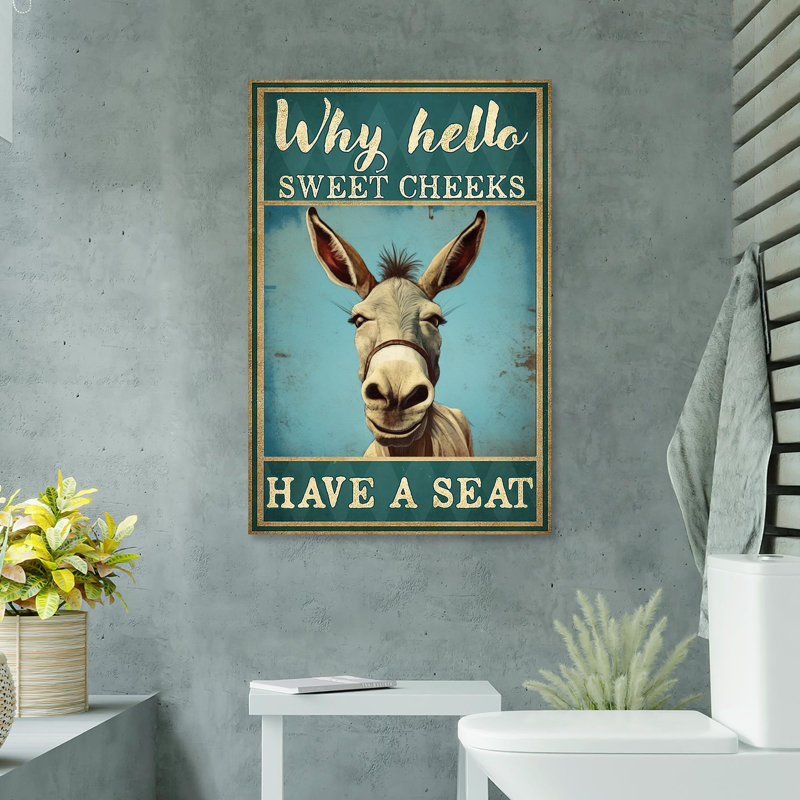 «Donkey Have A Seat», reproduction d'art graphique sur toile tendue, H 36 po x l 24 po x P 1,25 po