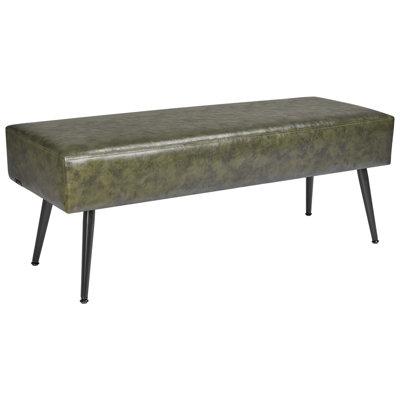 PU Leather Bedroom Bench with Metal Legs Shoe Bench for Entryway by Ebern Designs