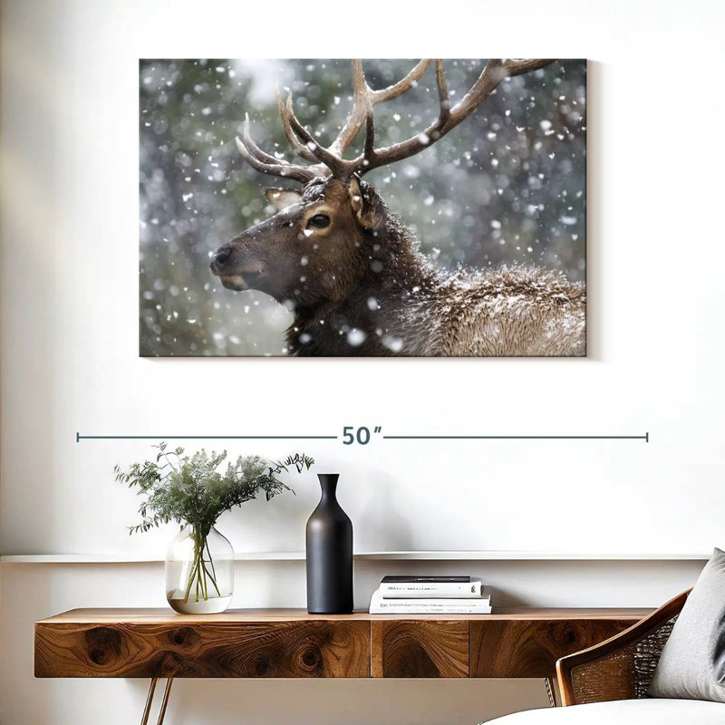 Winter Snow Elk, 26" H x 39" W