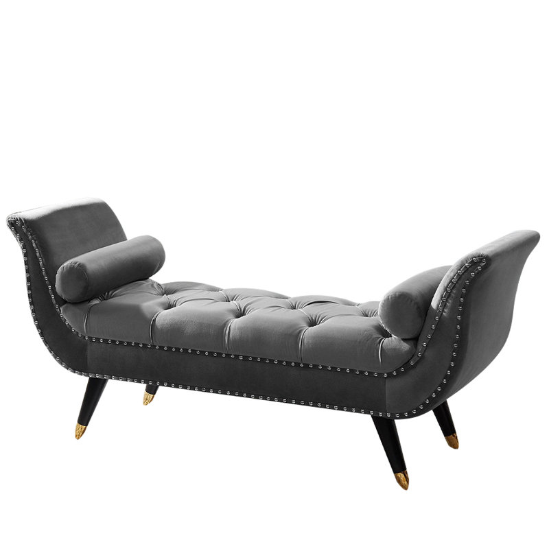 Banc avec accoudoirs en velours Annegreth