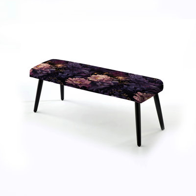 Enchanted Dusk Moody Patterns - Banc noir rembourré à motif floral