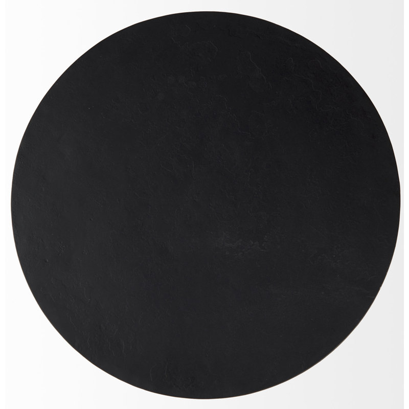 Ebony Black Round Iron Three-Leg Accent Table