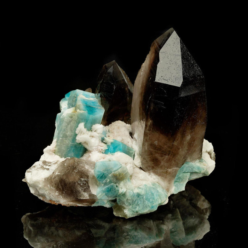 Quartz fumé avec Amazonite et albite