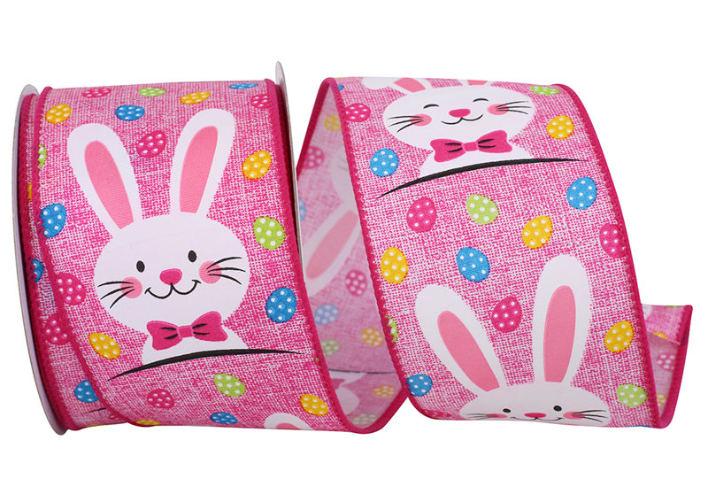 2.5 in. Fabric Animals Shatterproof Ribbon, Pink
