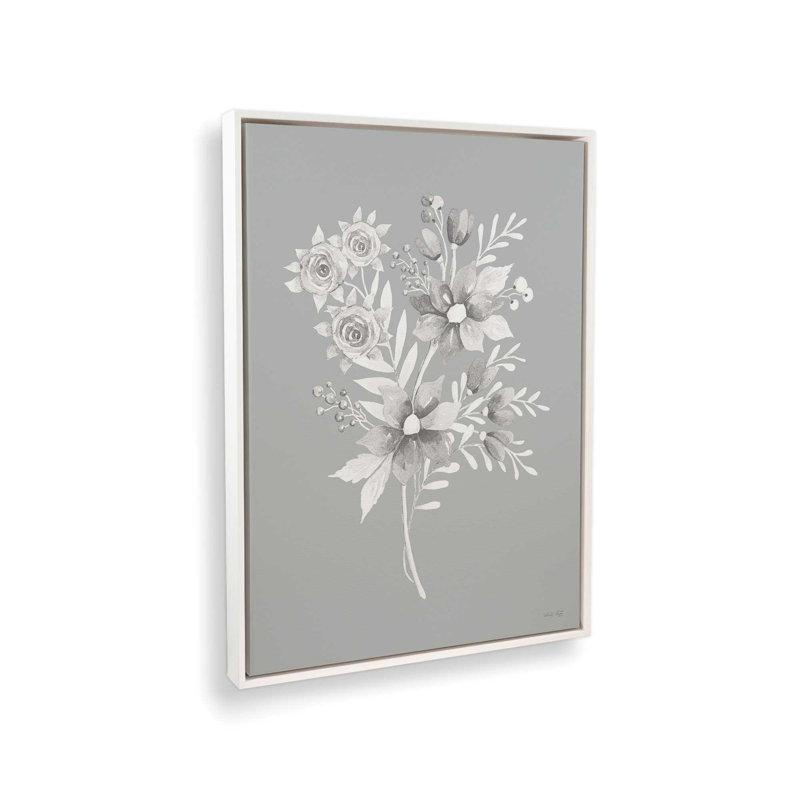«Gray Botanical Set I» par Cindy Jacobs, reproduction d'art, Toile avec cadre, L 18 po x H 24 po, Blanc