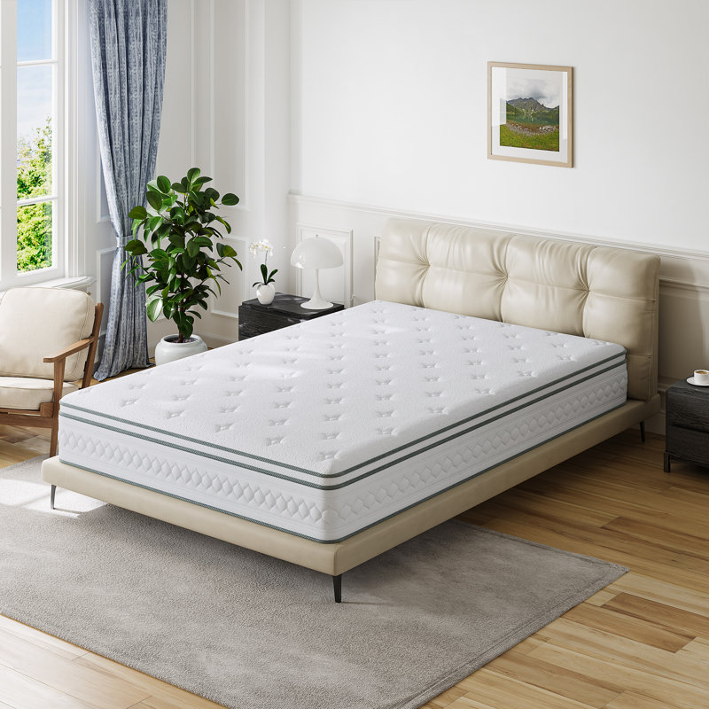 Matelas hybride moyen 12 po Alwyn Home avec mousse viscoélastique imprégnée de gel rafraîchissant - technologie antistatique garantie 10 ans et certifié Certipur-US, OEKO-TEX, SGS