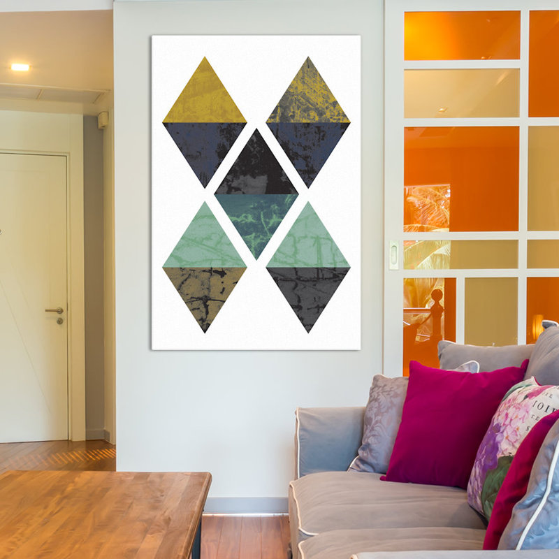 « diamants grunge », impression sur toile tendue, H 12 po x l 8 po x P 0,75 po, Pas de tapis, Toile tendue