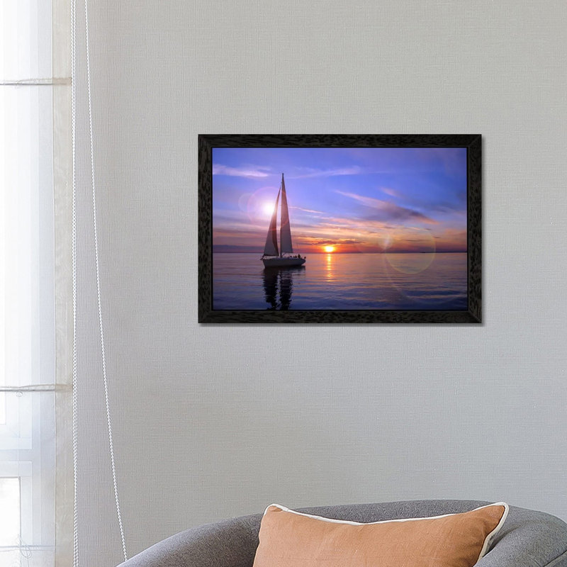 Sailboat - Floater Frame Print on Canvas, Black, 66.04 cm H x 45.72 cm W