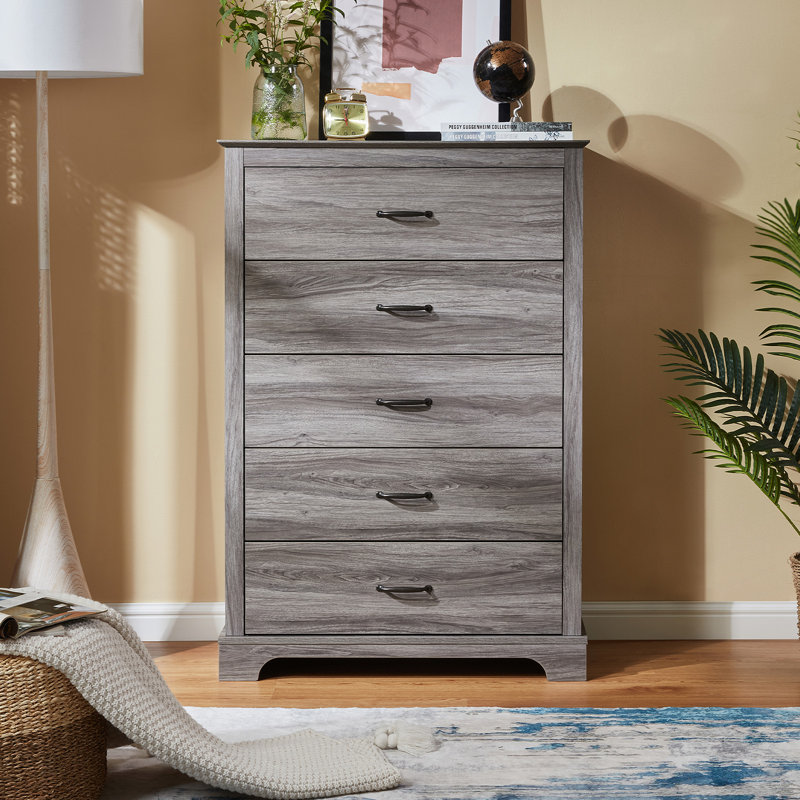 5-Drawer Dresser, 31'' W Heavy Duty Storage Organizer for Bedroom, Living Room, Hallway – Farmhouse Style, Brown