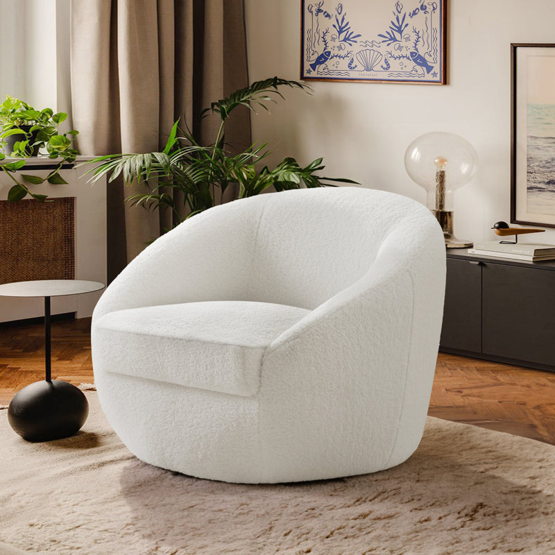 Fauteuil demi-tonneau pivotant de 35,03 po Trentino, Velours gris clair