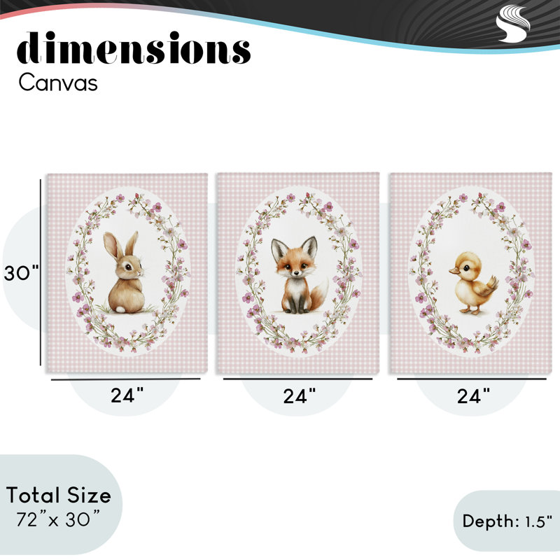 Ensemble de toiles 3 pièces Spring Gingham, H 30 po x l 24 po