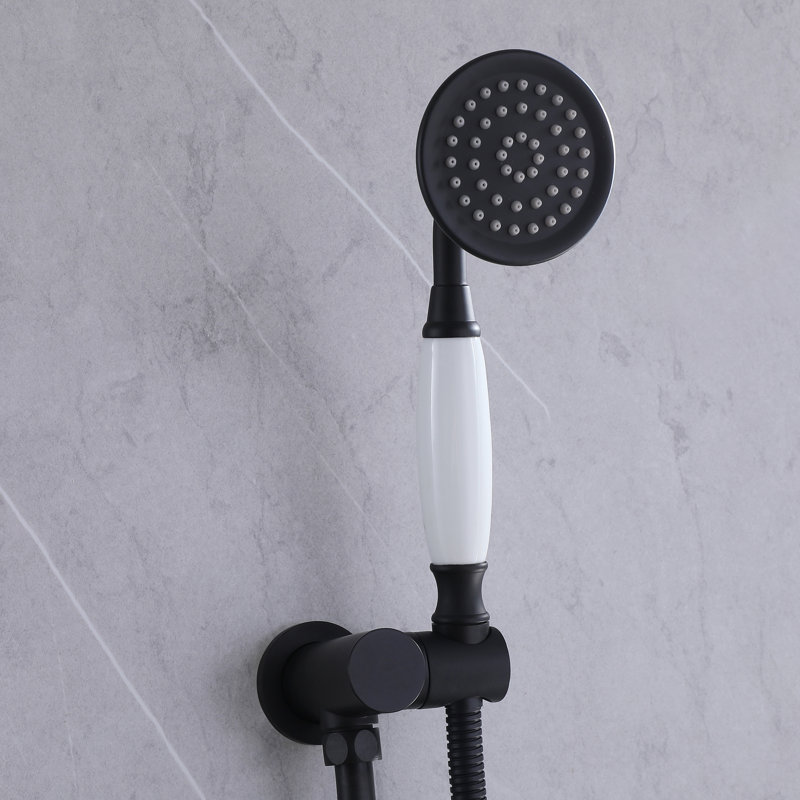 Thermostatic Shower System Wall Mount with 6 Inch Rainfall Shower Head and Handheld, Solid Brass Shower Set with Rough-in Valve