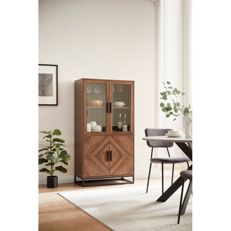 Armoire à vin avec portes réglables Alpena, Noyer