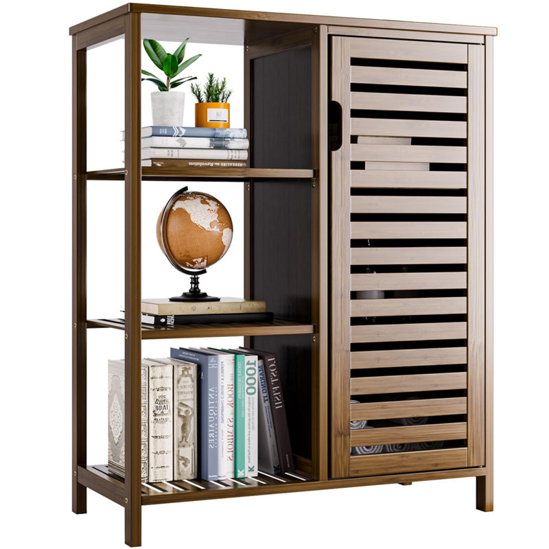 Bamboo Freestanding Bathroom Cabinet, Walnut