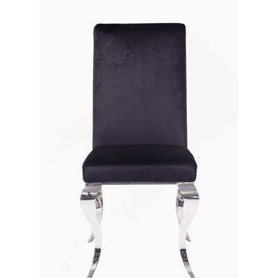 Black Fabric & Stainless Steel Side Chair (Set of 2)