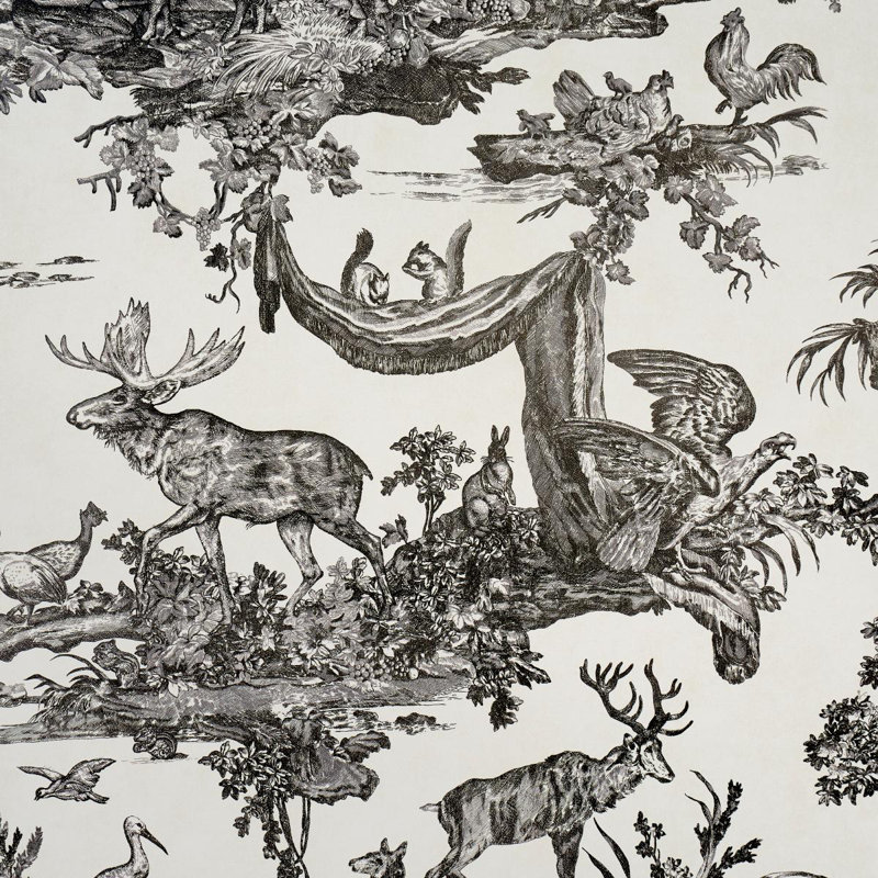 Western Toile Paper Wallpaper Roll, Carbon