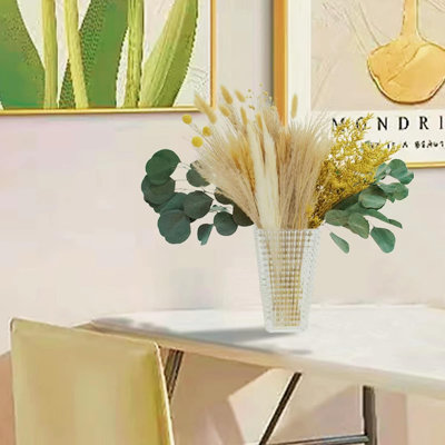 85 PCS Natural Dried Pampas Grass and Faux Boho Flowers for a Modern Home Decor Look