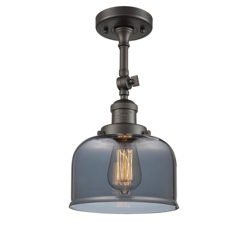 Handley Glass Semi Flush Mount, Plated Smoked, 3.5 Watt Vintage LED Bulb, Oil Rubbed Bronze