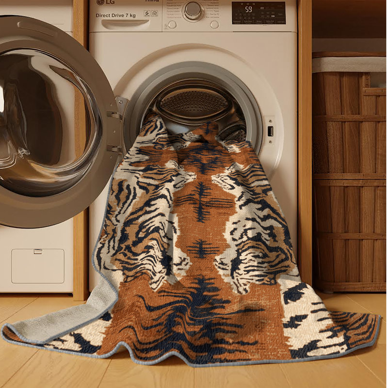 Washable Tigers Big Cats Area Rug, Rectangle 6' x 9'