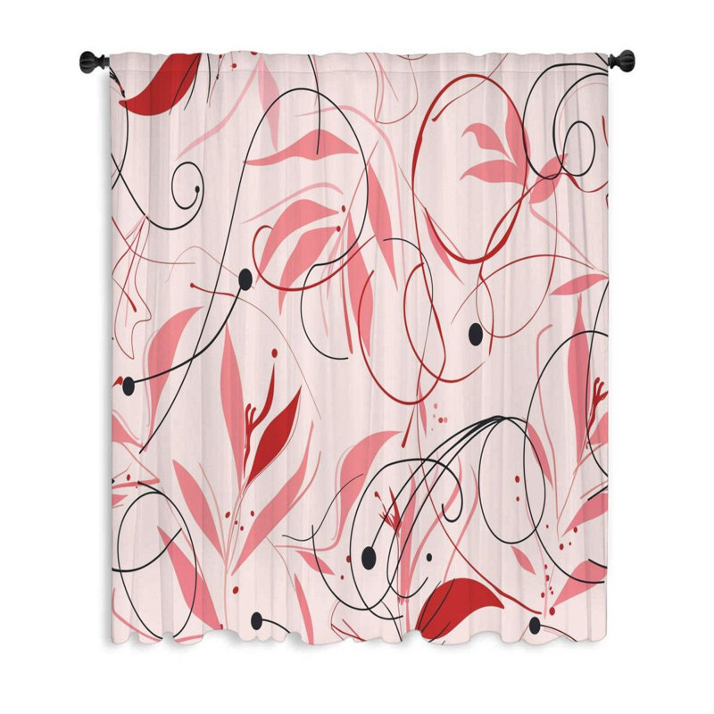 Rideaux à motif floral tourbillonnant, occultant et voilages - 1 panneau, L 53 po x L 99 po