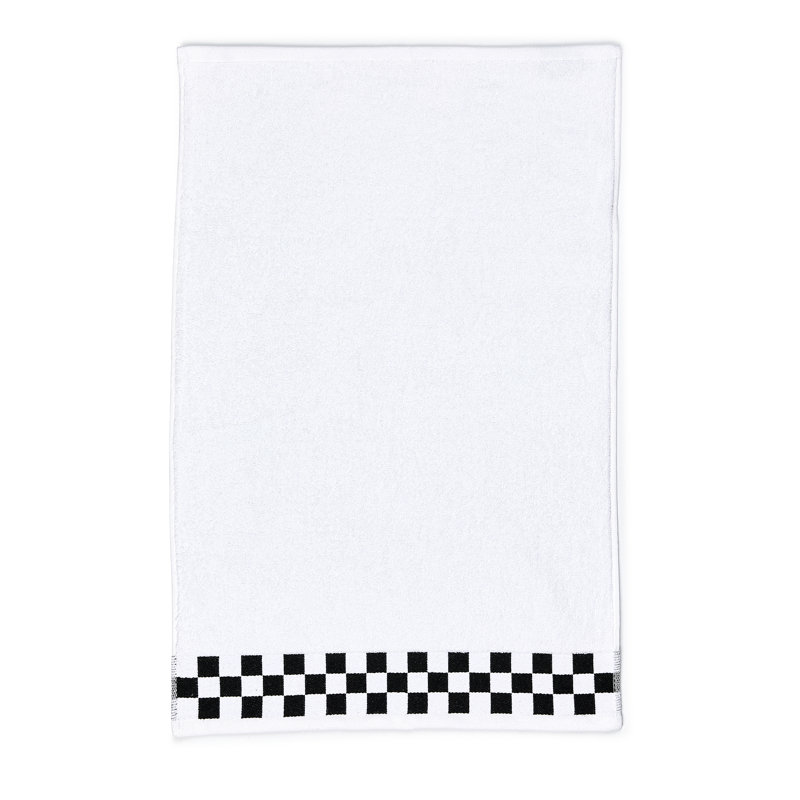 Hand Towel with Check Border, White/Black