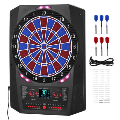 Jeu de fléchettes électronique, cible de 13,5 po avec 45 jeux et 474 variations pour jusqu'à 8 joueurs, 6 fléchettes avec volées et 50 pointes douces, écran de pointage de cricket à DEL couleur pour bar de fête
