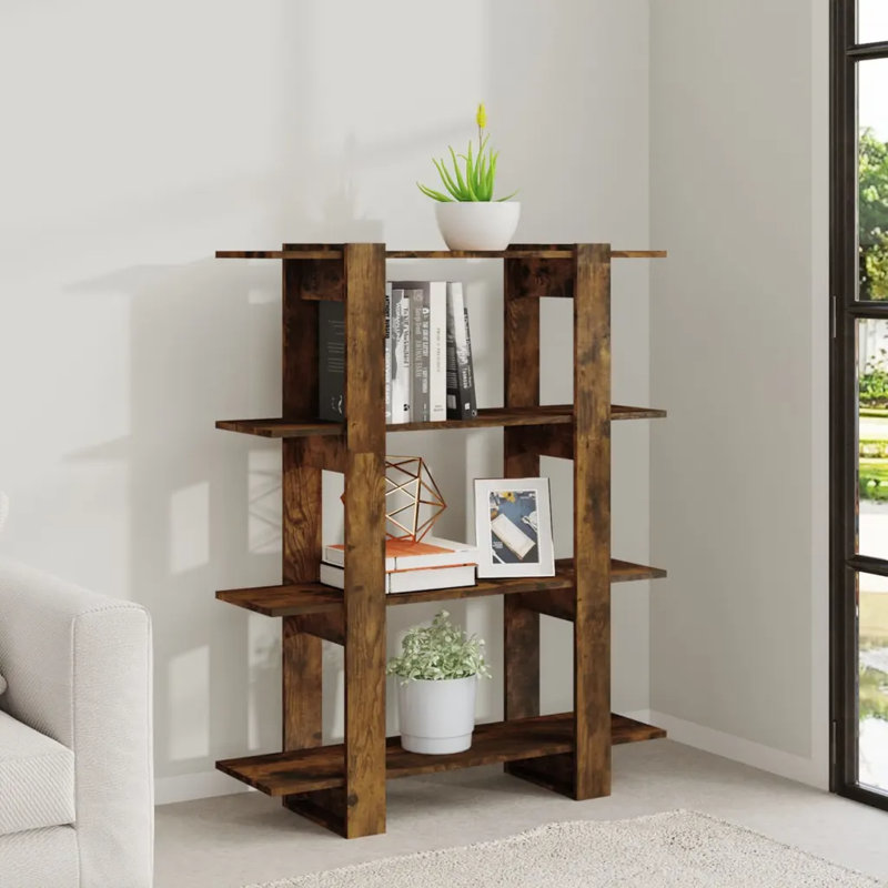 Burnaby 123.5cm H Etagere Bookcase, 123.5cm H x 100cm W x 30cm D, Rustic Brown