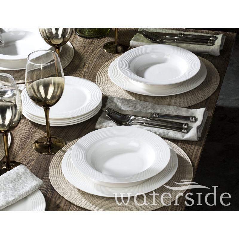 Dinardo 24pc Embossed Circles White Dinner Set-DD