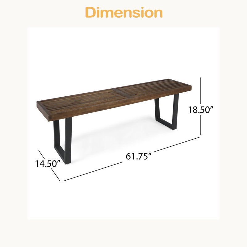 Banc d'extérieur en métal / bois massif, Brun / Noir