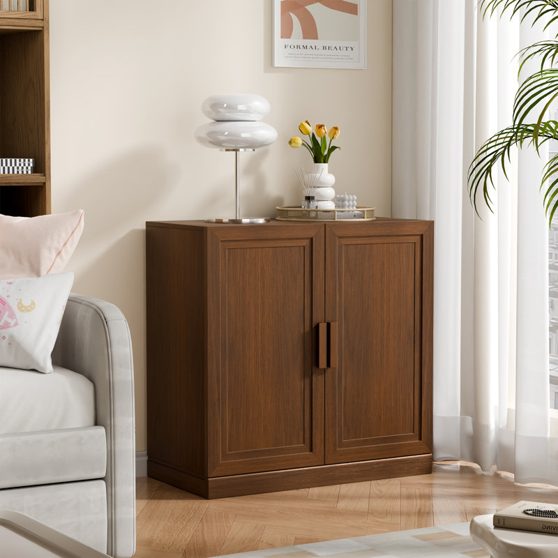 Armoire de rangement moderne à 2 portes avec tablettes réglables 31 po, L 31 po x H 31 po, Noyer