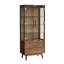 Armoire à vin 27,56 po style Mid-Century noyer brun avec portes en verre