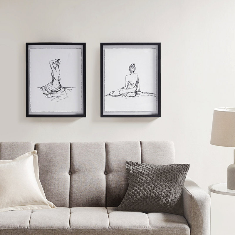 Sketch 2-Piece Framed Glass And Matted Wall Art Set